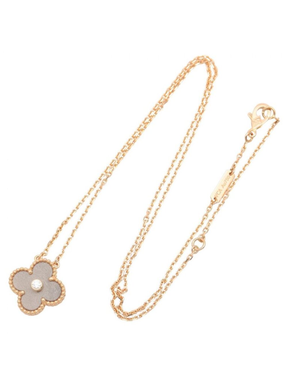 Van Cleef & Arpels Necklace Vintage Alhambra 42 46.5 cm 18k Pink Gold Diamond - Picture 2 of 7